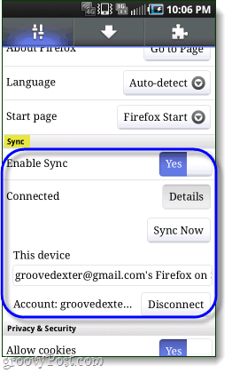 „Firefox“ sinchronizuotas su „Android“ telefonu