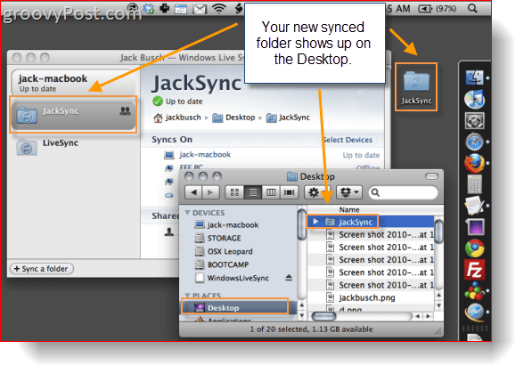 „Windows Live Sync Beta“, naudojama „OS X“