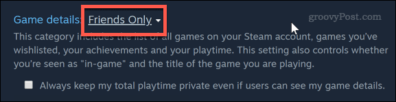 Žaidimo privatumo nustatymas tik draugams „Steam“
