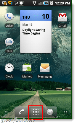 „Android“ pagrindinio ekrano programos mygtukas