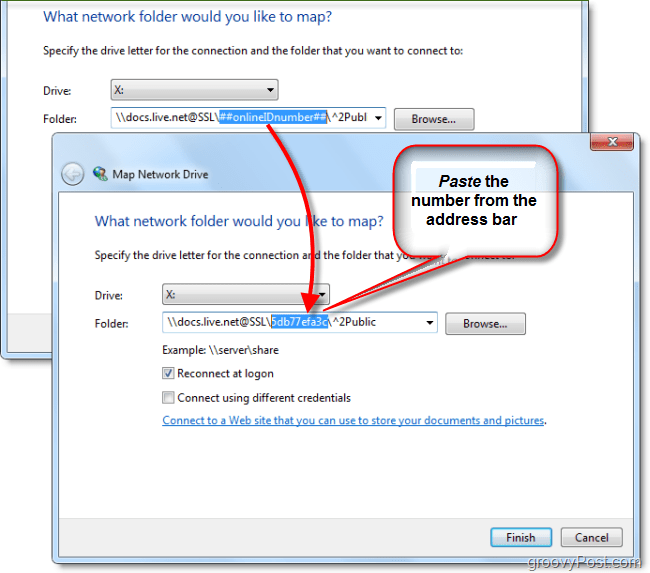 įklijuokite „Windows Live ID“ į tinklo tinklo diską