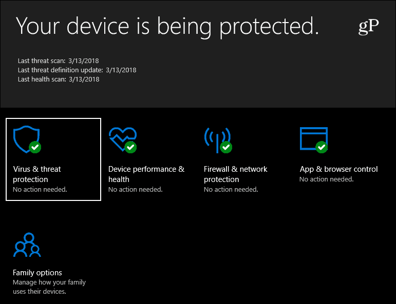 „Windows Defender“ sauga „Windows 10“