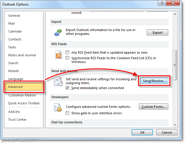 Kaip suplanuoti automatinį siuntimą / gavimą „Outlook 2010“