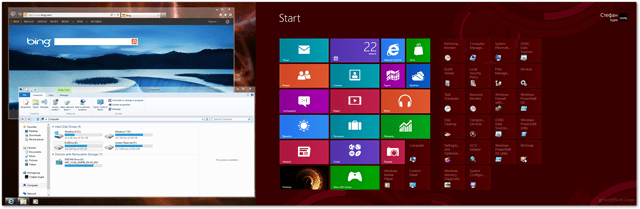„Windows 8“ išplėstas darbalaukis su metro ir darbalaukiu