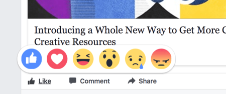 „Facebook“ reakcijos jūsų turinio reitingą veikia šiek tiek labiau nei „patinka“.
