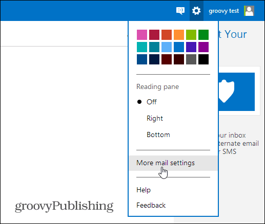 „Outlook.com“ pašto parinktys