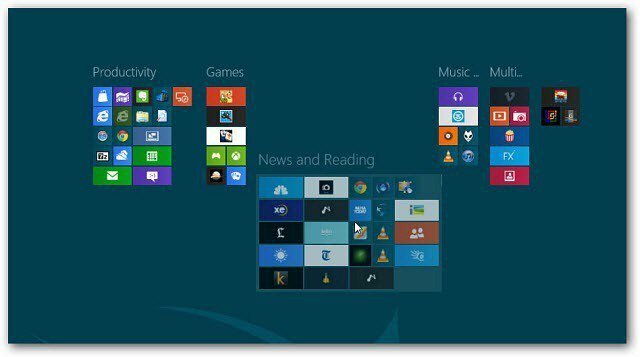 „Windows 8“: Pradiniame ekrane sukurkite plytelių grupes