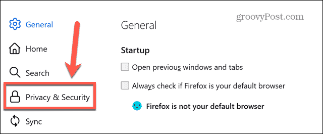 „Firefox“ privatumo nustatymai