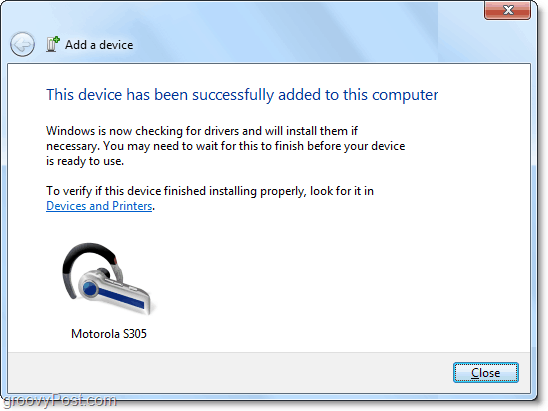 tu tai padarei! „Bluetooth“ įrenginys buvo pridėtas prie „Windows 7“