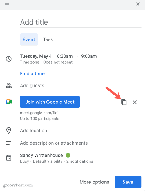 Kopijuoti „Google Meet“ nuorodą