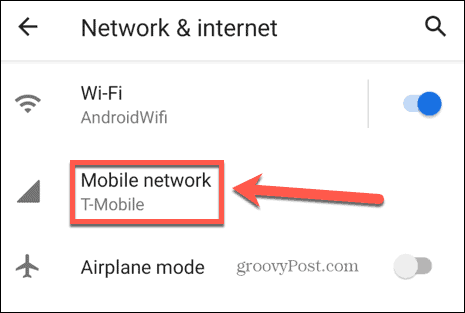 „Android“ mobiliojo tinklo nustatymai