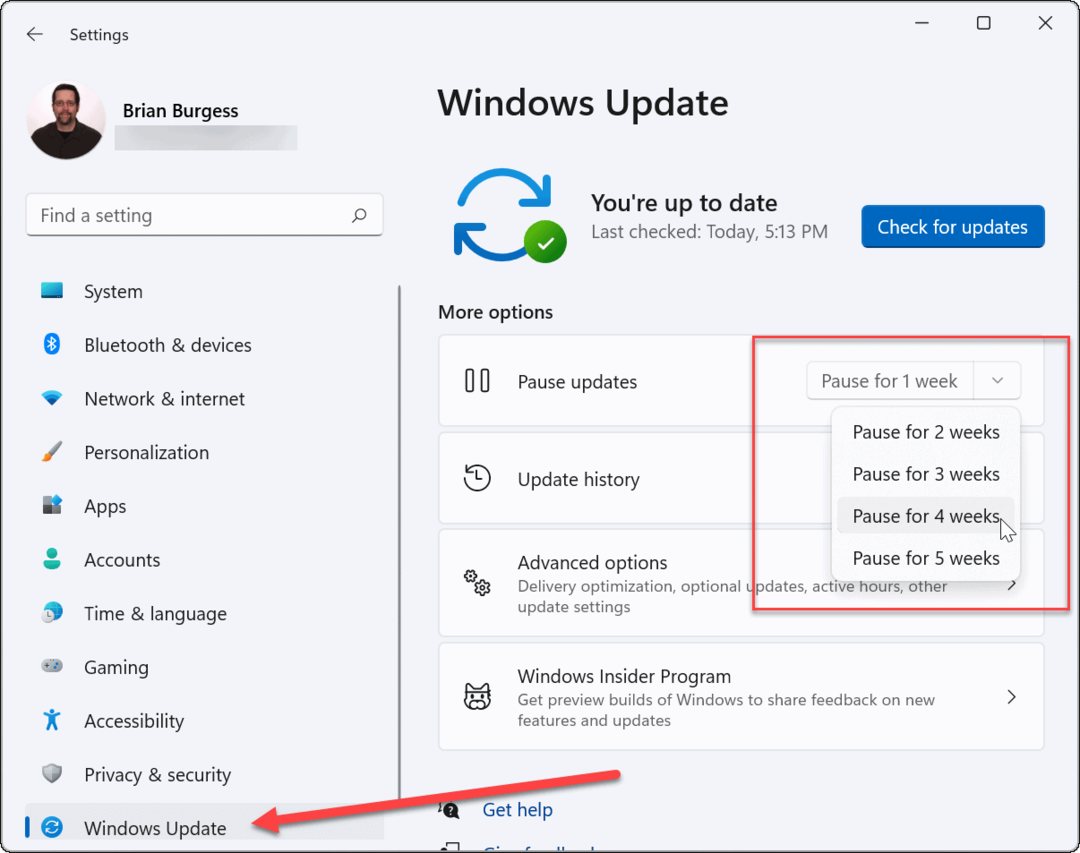 Naujos savaitės Pristabdykite „Windows 11“ naujinimą