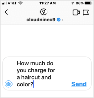 „Instagram“ dažnai užduodamų klausimų verslui pavyzdys.
