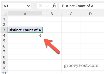 Suvestinės lentelės naudojimas norint apskaičiuoti unikalių reikšmių skaičių „Excel“ duomenų rinkinyje
