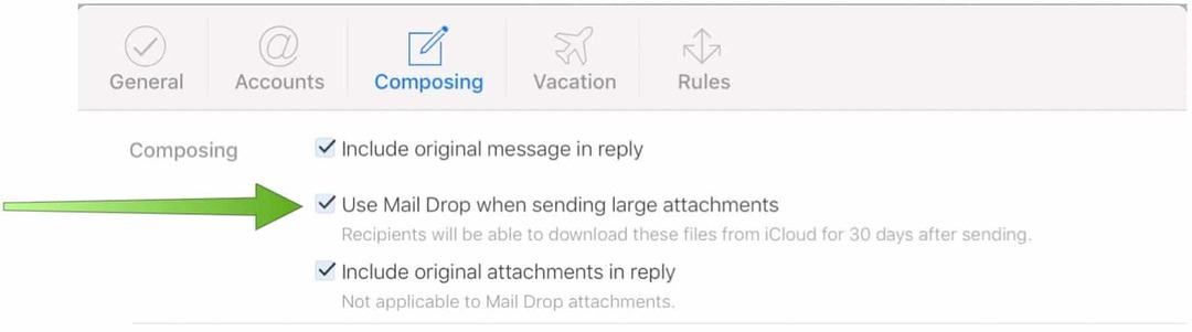 Įjunkite „Mail Drop“