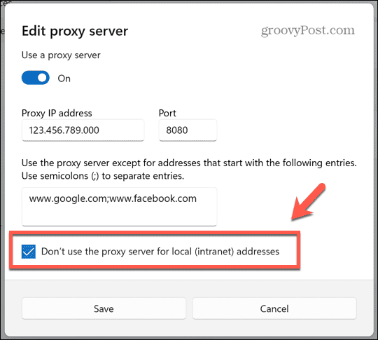 „Windows“ nenaudoja tarpinio serverio vietinėms svetainėms