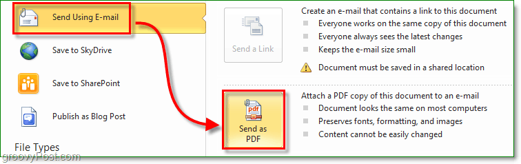 sukurkite saugų pdf dokumentą ir nusiųskite jį el. paštu naudodami „Office 2010“