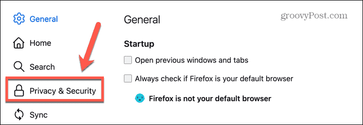 „Firefox“ privatumo nustatymai