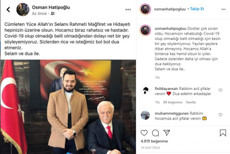 Ar Nihat Hatipoğlu yra intensyvios terapijos? Nihato Hatipoğlu sūnus Osmanas Hatipoğlu paskelbė!