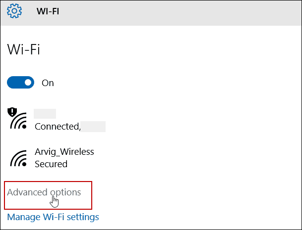 Išplėstiniai nustatymai „WiFi“