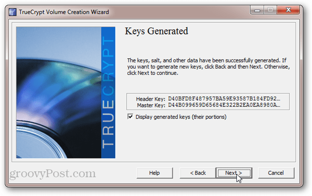 „TrueCrypt“ antraštės raktas ir pagrindinis raktas