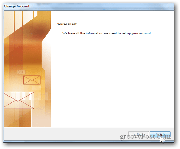 Pridėti pašto dėžutę „Outlook 2013“ - spustelėkite Baigti