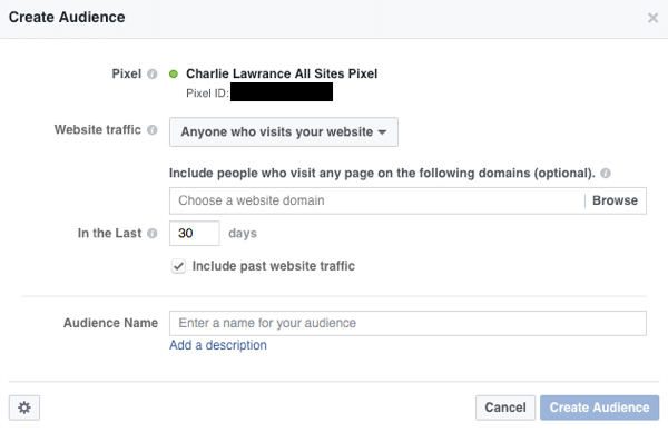 Sukurkite tinkintą svetainės auditoriją, kad pakartotinai taikytumėte svetainės lankytojus naudodami „Facebook“ skelbimus.
