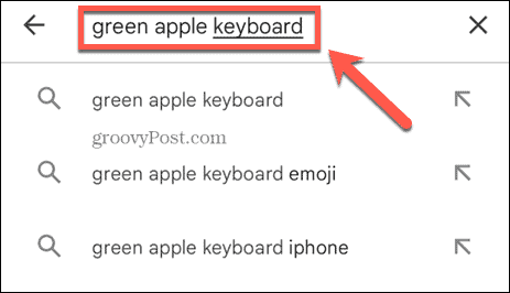 ieškoti žalios obuolio klaviatūros