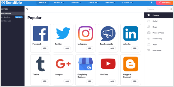 „Sendible“ palaikomų socialinės žiniasklaidos tinklų sąrašas