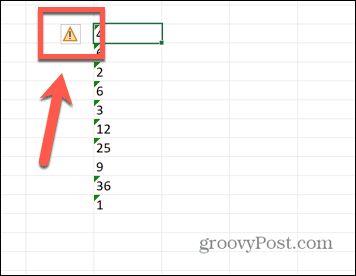 „Excel“ klaidos įspėjimas