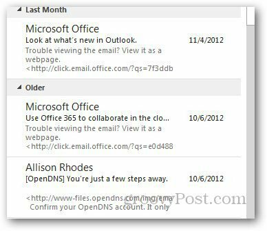 Pranešimų peržiūra „Outlook 5“