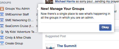 „facebook“ grupės, kurias administruojate jūs
