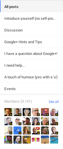 „Google Plus“ bendruomenės kategorijos