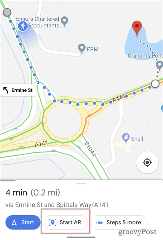 „Google Maps AR“ naršymo pradžia AR