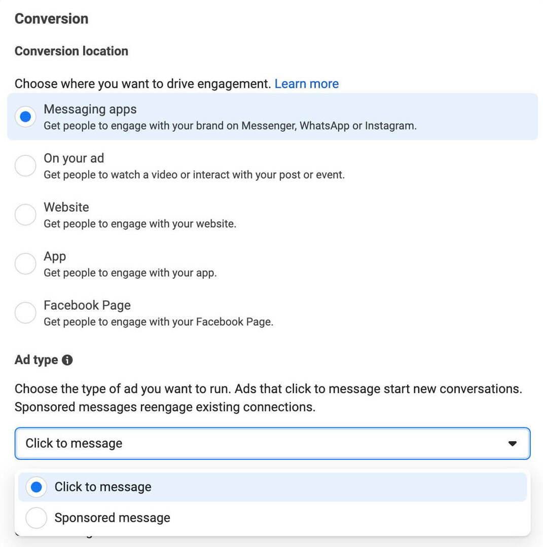 set-up-click-to-Messenger-ads-in-facebook-reels-configure-ad-set-enagement-objective-3