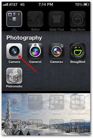 Fotografuokite „iPhone iOS“ „Panoramic Photo“ - bakstelėkite „Camera“