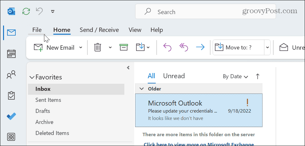 Atspausdinkite el. laišką iš „Outlook“.