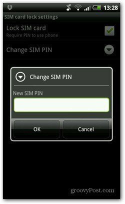 android PIN kodo keitimas