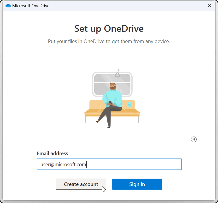 iš naujo susieti OneDrive paskyrą