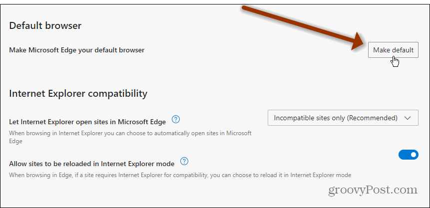 Padaryti „Edge“ kaip numatytąjį „Windows 11“