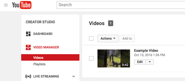 Vaizdo įrašų tvarkytuvę galite rasti „YouTube“ kūrėjų studijoje.