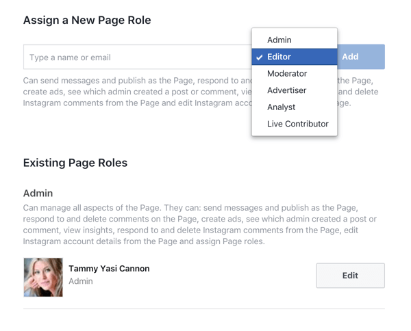 Suteikite kiekvienam savo komandos nariui tik prieigą, kurios jiems reikia norint valdyti savo „Facebook“ verslo puslapio dalį.