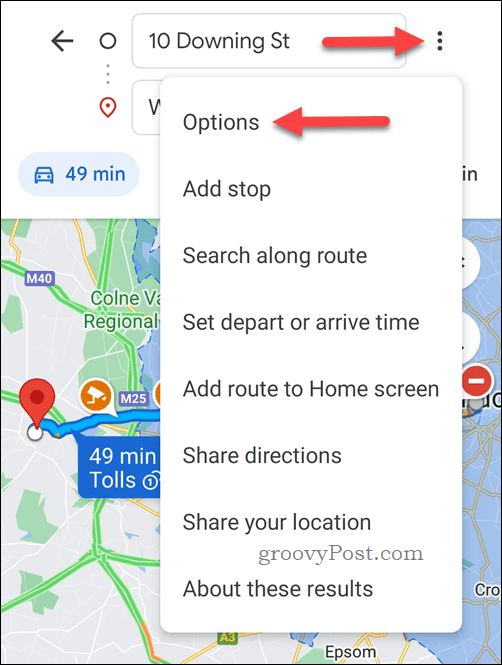 Atidarykite „Google“ žemėlapių nuorodų parinktis