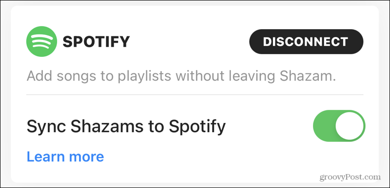 Sinchronizuokite „Spotify“ su „Shazam“