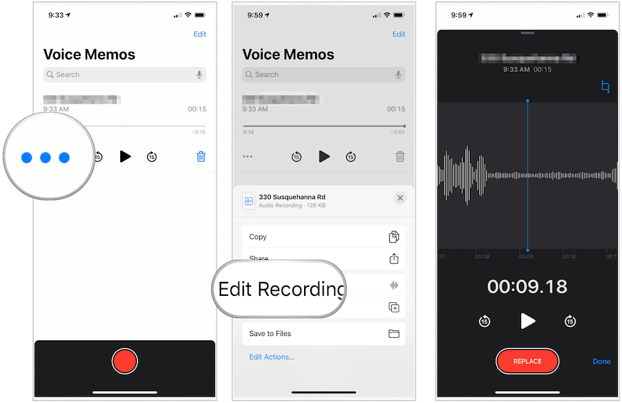 „iPhone Voice“ atmintinių įrašų redagavimas