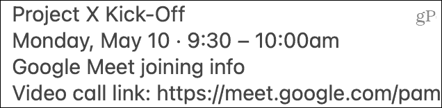 Įklijuoti „Google Meet“ kvietimą