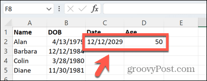 „Excel“ konkrečios datos rezultatas