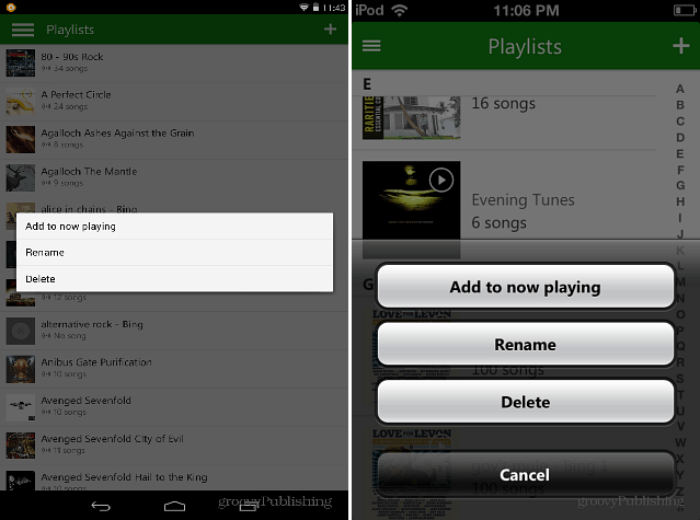 „Xbox Music“, „Android iOS“