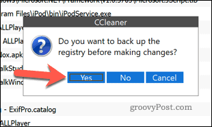 Kurti atsarginę „Windows“ registro kopiją naudojant „CCleaner“