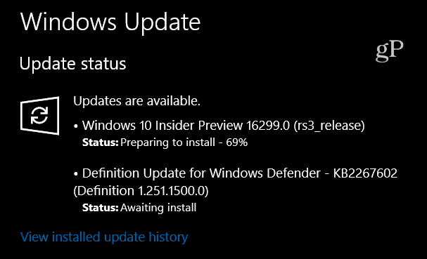 „Windows 10“ peržiūra „16299“